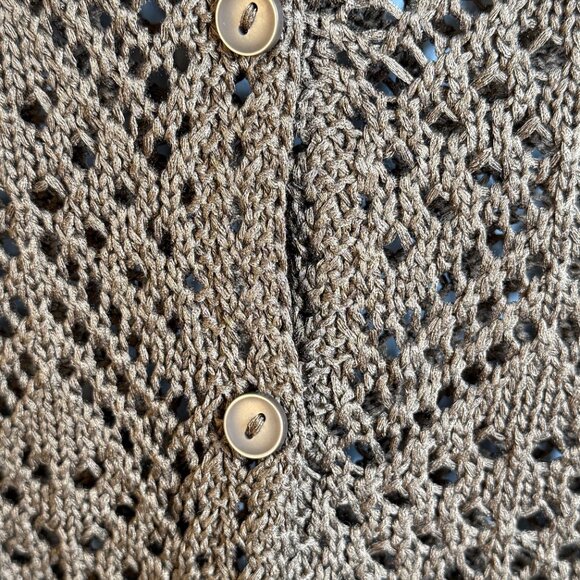 Brown Crochet Short Sleeve Button Front Cardigan (L) NWT - Picture 6 of 8